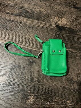 Bright Green Phone Wristlet Case clutch purse with strap